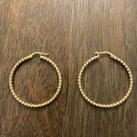 Loel & Co NWOT 18 K Gold Plated Classic Hoop Earrings for Pierced Ears. - Picture 1 of 3